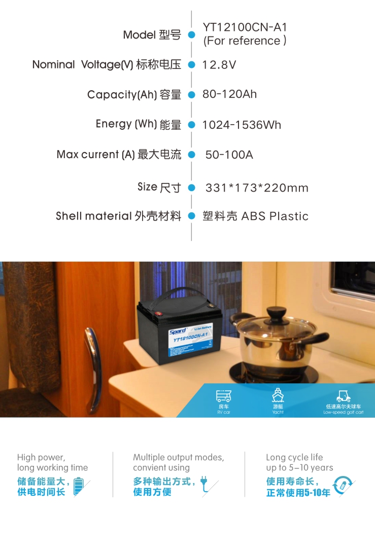 91视频直播APP储能91视频APP下载免费-YT12100CN,12.8v120ah大容量锂91视频APP下载免费,5-10年长寿命,多种输出方式,使用方便